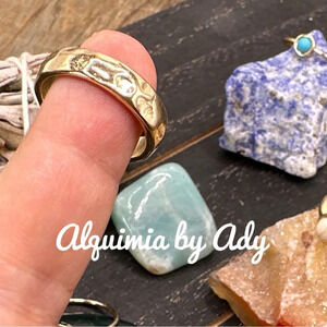 Gold wide steel ring chunky band